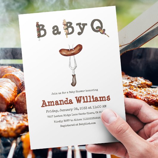 Barbecue Backyard Party Baby shower BabyQ Kaart