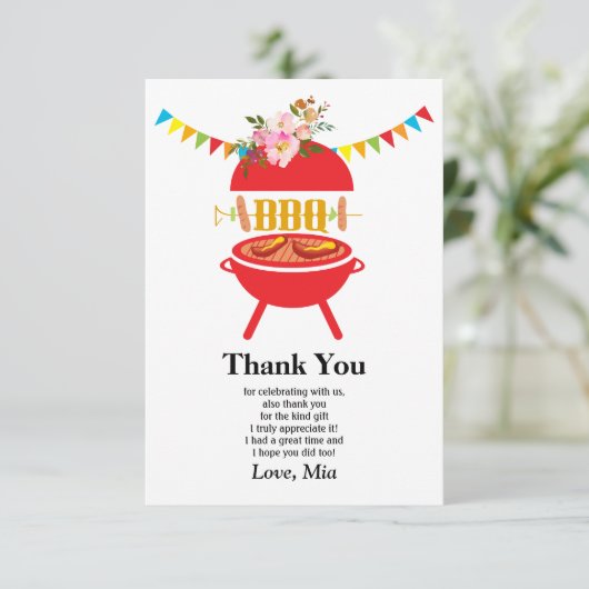 barbecue barbecue , bbq grill , dank u bedankkaart (Staand voorkant)
