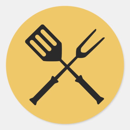 Barbecue Barbeque BBQ Barby Barbies Grill Oval Sti Ronde Sticker (Voorkant)
