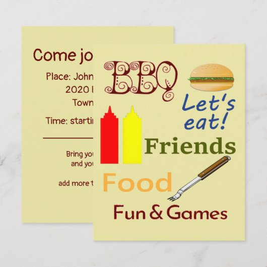 Barbecue Barbeque Party Kaart (Voorkant / Achterkant)