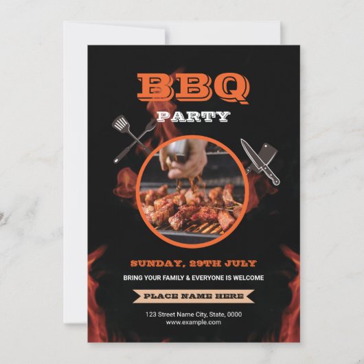 Barbecue / BBQ Feestflyer Kaart (Voorkant)