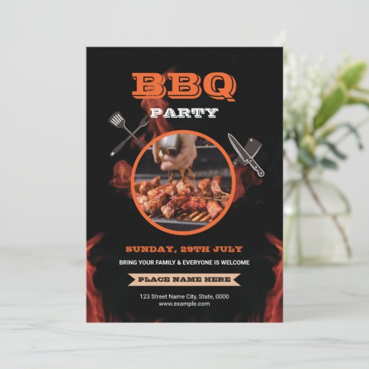 Barbecue / BBQ Feestflyer Kaart (Staand voorkant)