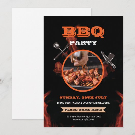 Barbecue / BBQ Feestflyer Kaart (Voorkant / Achterkant)