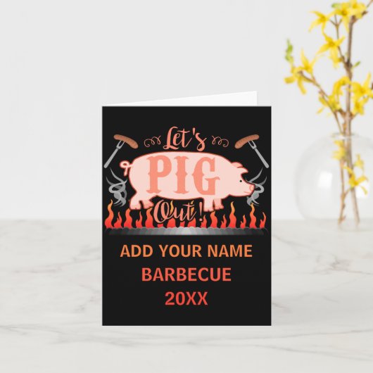 Barbecue Bbq Funny G Grill Competition  Kaart (Gele Bloem)