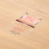 Barbecue BBQ Grappig Varken Zomer Verjaardag Party Acryl Uitnodigingen (Laagn)