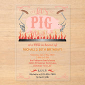Barbecue BBQ Grappig Varken Zomer Verjaardag Party Acryl Uitnodigingen (Voorkant)