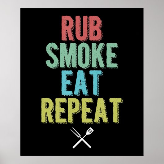 Barbecue BBQ Grill Master Grilling Meat Smoker Poster (Voorkant)