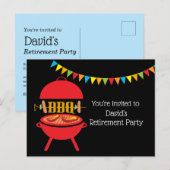 barbecue , bbq grill , partij bij de pensionering  uitnodiging briefkaart (Voorkant / Achterkant)