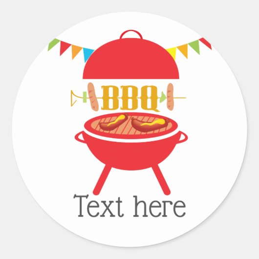 barbecue , bbq grill , verjaardagsfeest , barbecue ronde sticker (Voorkant)
