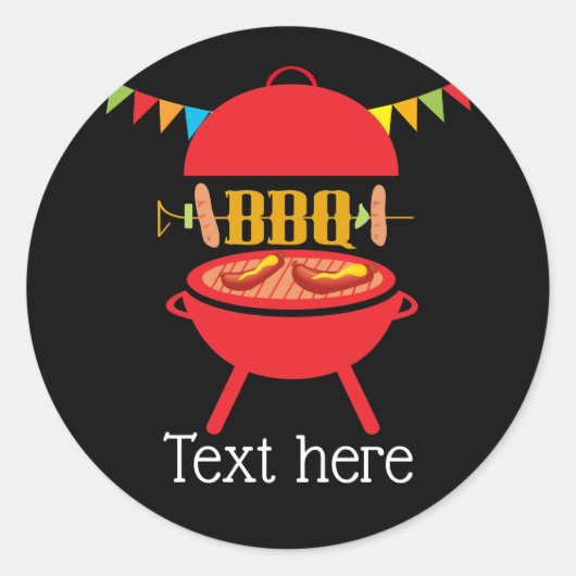 barbecue , bbq grill , verjaardagsfeest , barbecue ronde sticker (Voorkant)