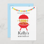 barbecue , bbq grill , verjaardagsfeest , barbecue uitnodiging briefkaart (Voorkant / Achterkant)