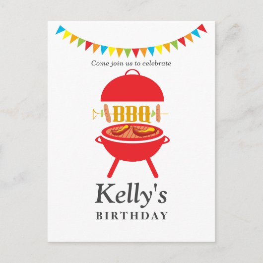 barbecue , bbq grill , verjaardagsfeest , barbecue uitnodiging briefkaart (Voorkant)