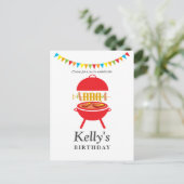 barbecue , bbq grill , verjaardagsfeest , barbecue uitnodiging briefkaart (Staand voorkant)