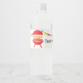 barbecue , bbq grill , verjaardagsfeest , barbecue waterfles etiket (Voorkant)