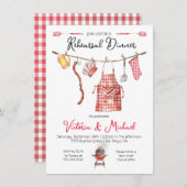 Barbecue BBQ Repetitie Diner rood Gingham Kaart (Voorkant / Achterkant)