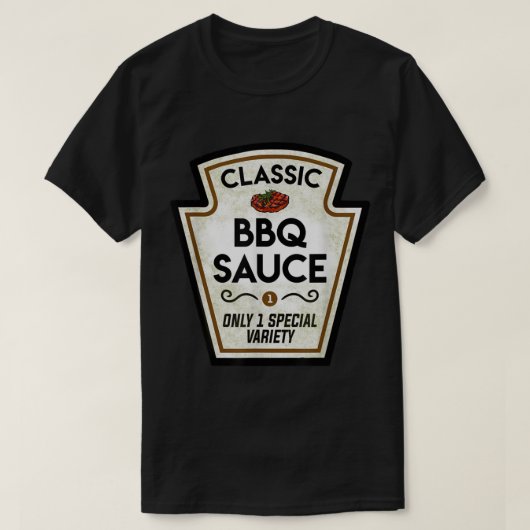 Barbecue BBQ Sauce Bottle Label Halloween Matching T-shirt (Design voorkant)