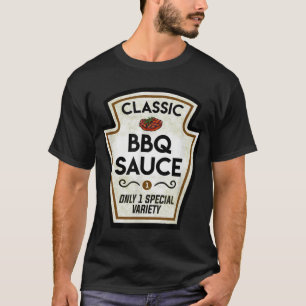 Barbecue BBQ Sauce Bottle Label Halloween Matching T-shirt
