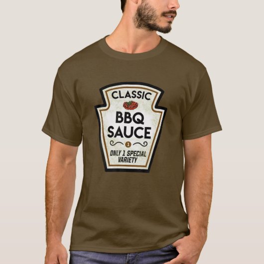 Barbecue BBQ Sauce Bottle Label Halloween Matching T-shirt (Voorkant)
