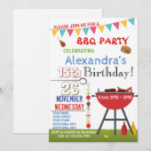 BARBECUE BIRTHDAY INVITATIE VOOR NUCHTIG GEBRUIK KAART (Voorkant / Achterkant)