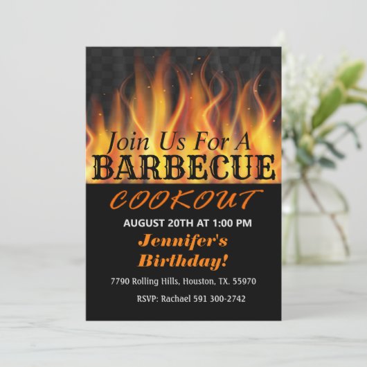 Barbecue Birthday Invitation Kaart (Staand voorkant)