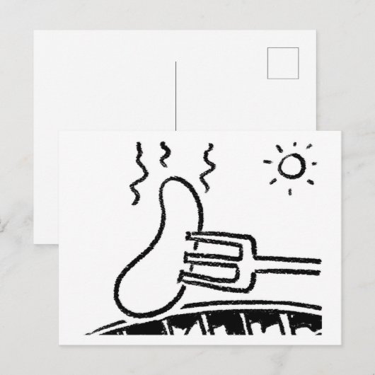 Barbecue Catering Cartoon Design Briefkaart (Voorkant / Achterkant)