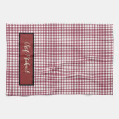 Barbecue Chef Red Gingham Check gepersonaliseerd Theedoek (Horizontaal)