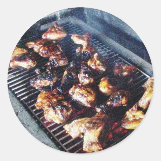 Barbecue Chicken Ronde Sticker (Voorkant)