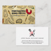 Barbecue Cooking Pattern | Wood Grain Background Visitekaartje (Voorkant / Achterkant)