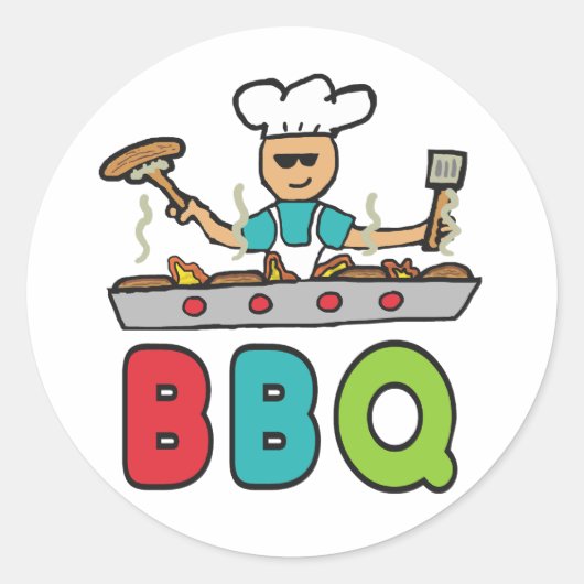 Barbecue Cookout BBQ Ronde Sticker (Voorkant)