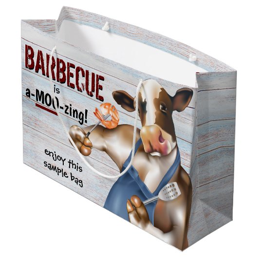 Barbecue Cookout Koe Grilling Shrimp Groot Cadeauzakje (Achterkant Gekanteld)