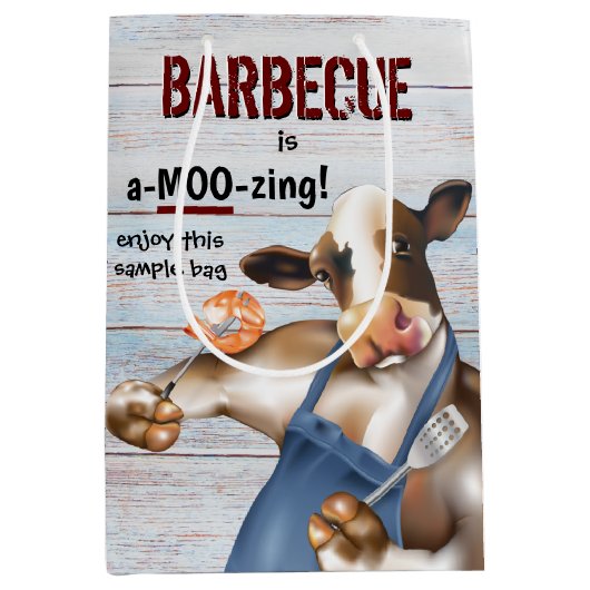 Barbecue Cookout Koe Grilling Shrimp Medium Cadeauzakje (Voorkant)