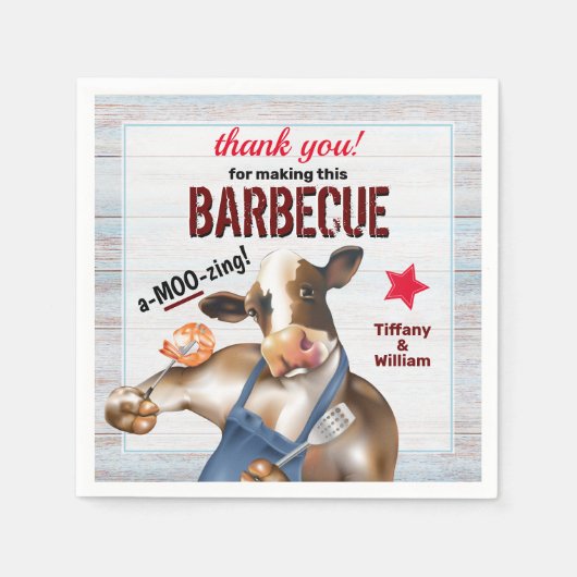 Barbecue Cookout Koe Grilling Shrimp Servet (Voorkant)