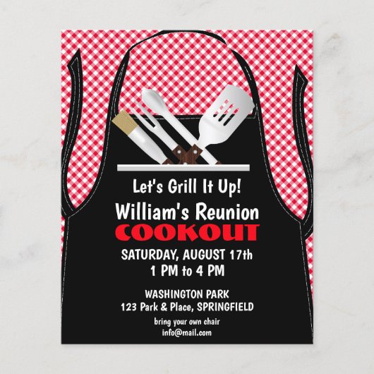 Barbecue Cookout Reunion Fast Food Gingham Flyer (Voorkant)