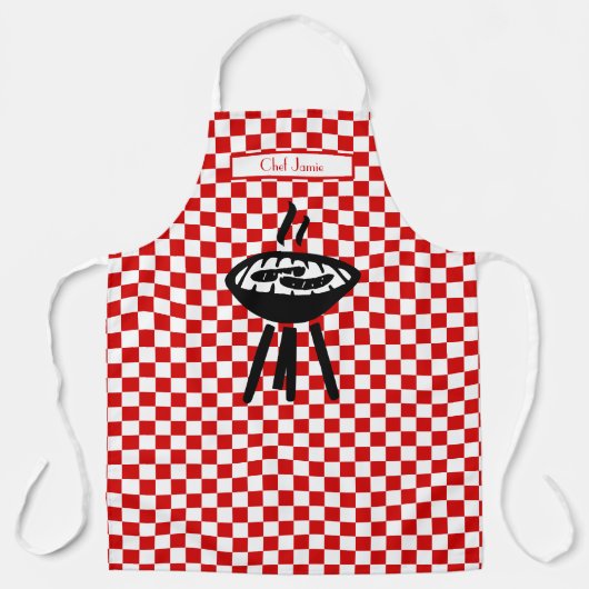 Barbecue DIY Kleuren Rood Wit Checkerboard Schort (Voorkant)