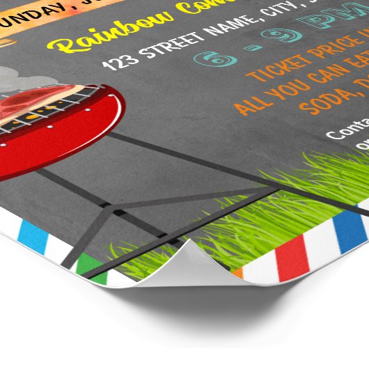 Barbecue Fondsenwerving Sjabloon Poster (Hoek)