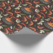 Barbecue garnalen en paddenstoelen Zwarte Thanksgi Cadeaupapier (Hoek)