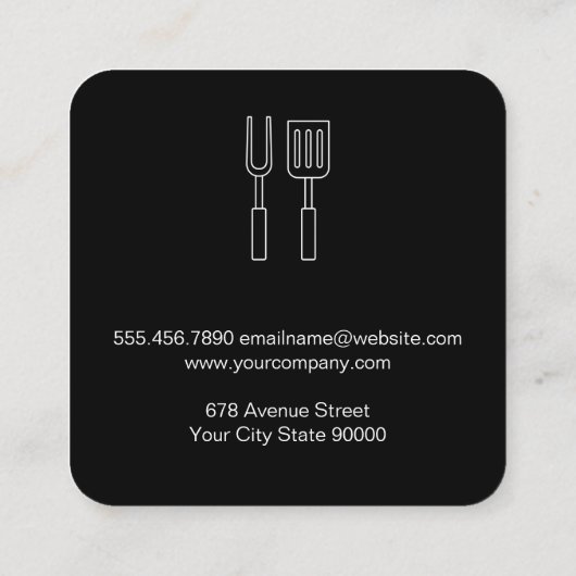 Barbecue gereedschap | Grillbrand | Hout Vierkante Visitekaartje (Achterkant)