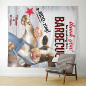 Barbecue Gril Cow Grilt Garnalen Achtergrond Wandkleed (In Situ (horizontaal))