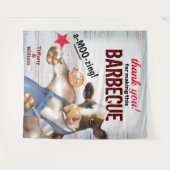 Barbecue Gril Cow Grilt Garnalen Achtergrond Wandkleed (Voorkant (horizontaal))