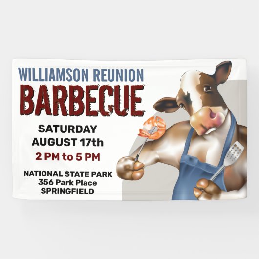 Barbecue Grilfestival Koe Grillend Garnalen Spandoek (Horizontaal)