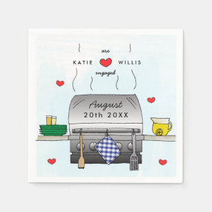 Barbecue Grill Engagement Party Paper Napkin Servet