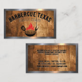 Barbecue Grill Fire Logo | Hout en metalen Visitekaartje (Voorkant / Achterkant)