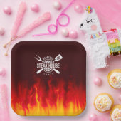 Barbecue Grill Flames — Personalized Steak House Papieren Bordje (Feest)