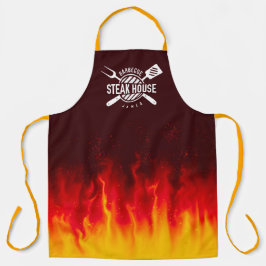 Barbecue Grill Flames — Personalized Steak House Schort