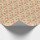 Barbecue, grill, handgetekende naadloze achtergron cadeaupapier (Hoek)