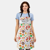 Barbecue Grill Pattern, Custom BBQ Chef Name Text Schort (Gedragen)