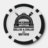 Barbecue Grillen & Chillen Verlovingsfeest Poker Chips (Achterkant)