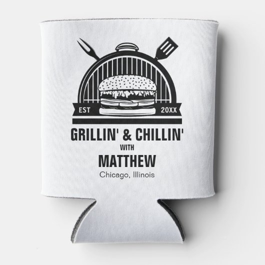 Barbecue Grillin' & Chillin vrijgezellenfeest Blikjeskoeler (Voorkant)