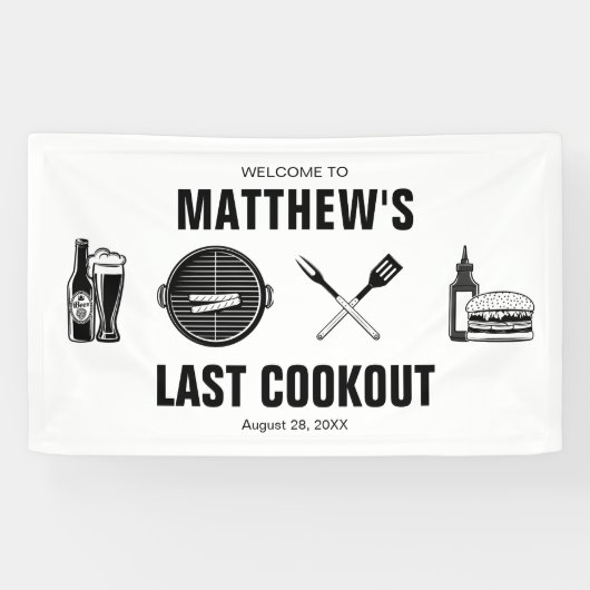 Barbecue Grillin 'Laatste Cookout vrijgezellenfees Spandoek (Horizontaal)