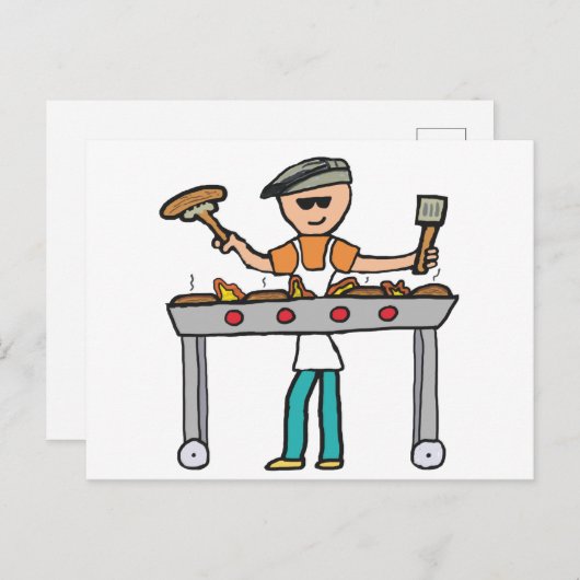 Barbecue Grillmaster BBQ Briefkaart (Voorkant / Achterkant)